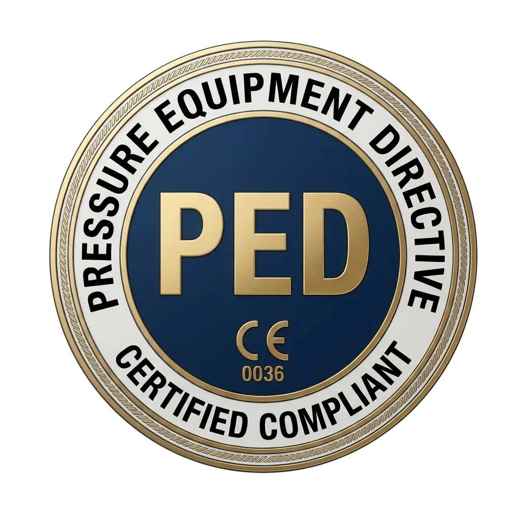 PED certification mark — European Pressure Equipment Directive compliance seal